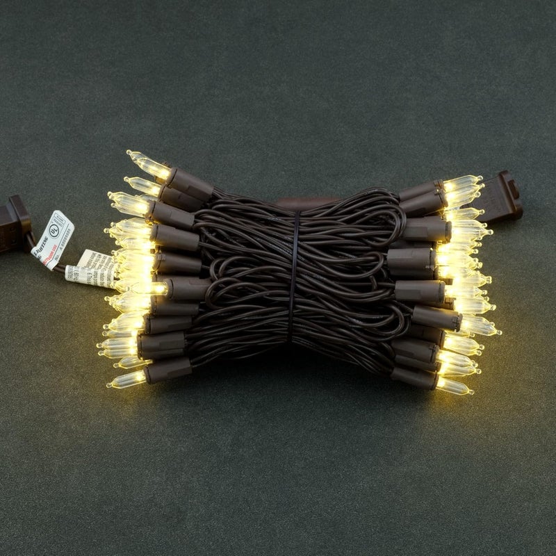 YULETIME Warm White LED Christmas Lights with Brown Wire, 33 ft 100 Count UL Certified Commercial Grade Holiday String Light Set (Warm White - Brown Wire) - Image 4